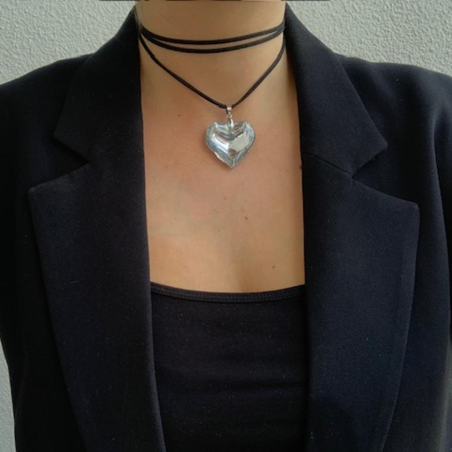 Collar Corazón Metalizado