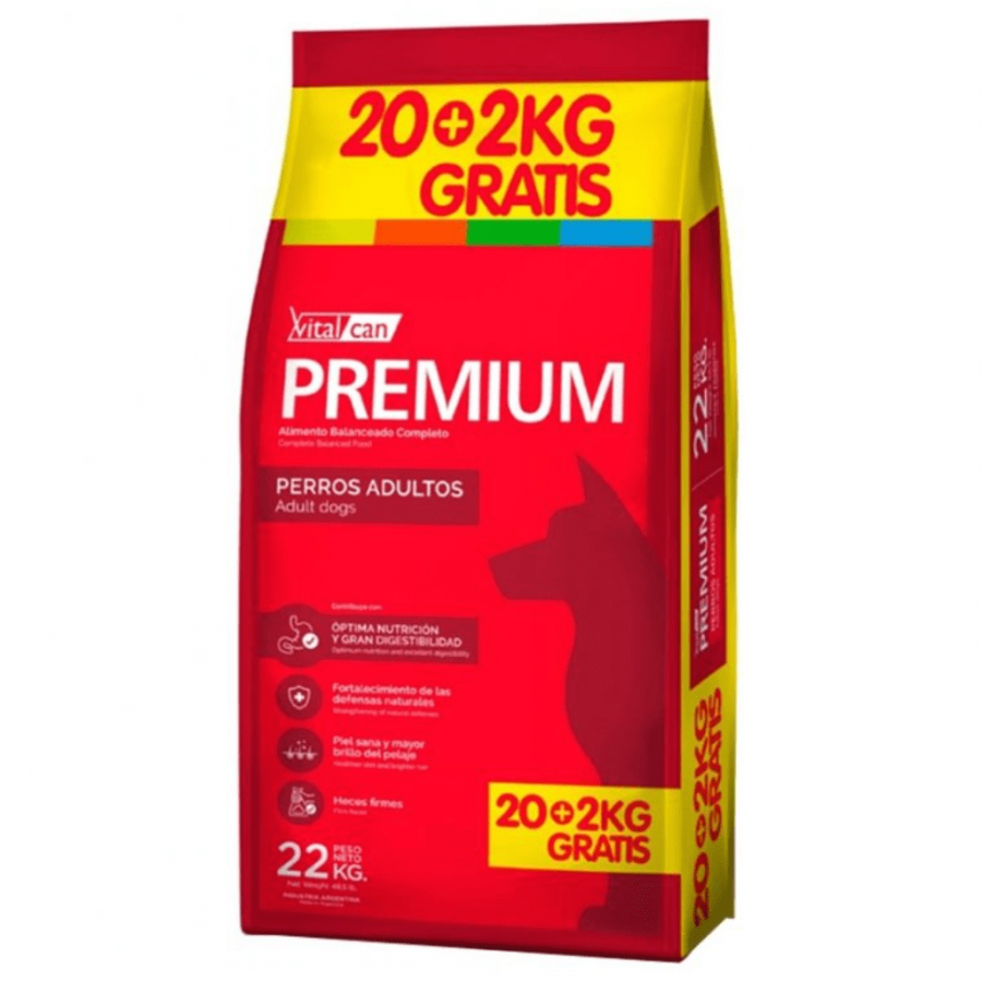 Vitalcan Premium para Perros Adultos - 20kg + 2kg GRATIS